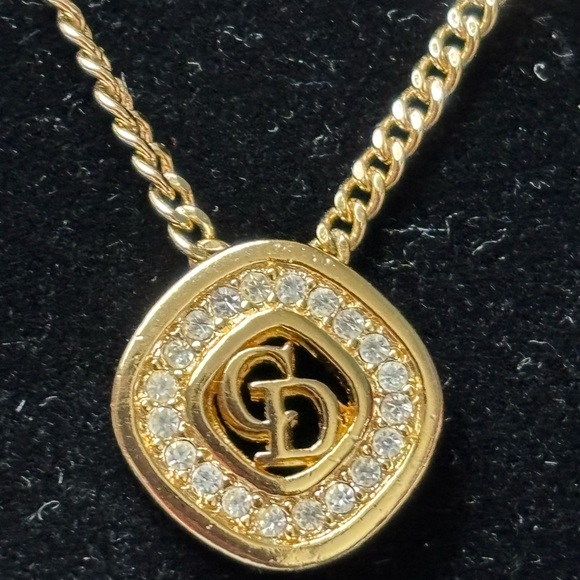 Authentic Christian Dior Gold-Tone Necklace Gold Pendant Necklace - Picture 2 of 6